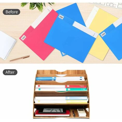 Organisateur De Fichiers, Trieur En Bois Classement Papier Bureau Rangement Pour Papier A4, Magazine Et Document(34 X 28 X 28cm) 6 Organisateur De Fichiers, Trieur En Bois Classement Papier Bureau Rangement Pour Papier A4, Magazine Et Document(34 X 28 X 28cm) – Image 4