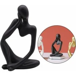 La Statue Du Penseur, Résine Penseur Sculpture Abstraite Statue Caractère Moderne Figurines Accueil Décor Bureau De Bureau Ornement D'anniversaire Cadeaux Noir Gauche -ATMOSPHERA || VIDAXL || Safavieh Soldes 46790189 3