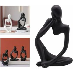 La Statue Du Penseur, Résine Penseur Sculpture Abstraite Statue Caractère Moderne Figurines Accueil Décor Bureau De Bureau Ornement D'anniversaire Cadeaux Noir Gauche -ATMOSPHERA || VIDAXL || Safavieh Soldes 46790189 4