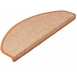 Tapis D'escalier Sabang Aspect Sisal Coulur Terre Demi-circulaire 19 X 56 Cm