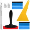 Kit De Outils De Installation Pour Emballage Vinyle De Fenêtre De Voiture,Outil De Pose Pour Film Adhésif,avec Squeegee à La Fibre Noire,Squeegee Au Silicone En Caoutchouc,Squeegee PP Jaune,Craft Coup