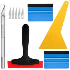 Kit De Outils De Installation Pour Emballage Vinyle De Fenêtre De Voiture,Outil De Pose Pour Film Adhésif,avec Squeegee à La Fibre Noire,Squeegee Au Silicone En Caoutchouc,Squeegee PP Jaune,Craft Coup