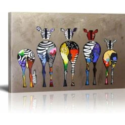 Banksy Toile Tableau Zebra Herd Colourful Rears Street Art Graffiti Toile Art Décor Impression Sur Toile Tableau Décoration Murale Salon Moderne N'inclus Pas Cadre 40x50cm - Versailles