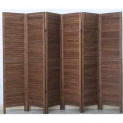 Paravent Persienne De 6 Pans En Bois, Coloris Brun - Dim : H170 X L240cm