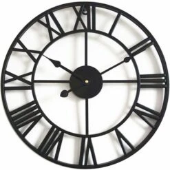 Horloge Murale Silencieuse Vintage 60 Cm Avec Chiffres Romains Sans Tic-tac, En Métal - Décoration D’intérieur Pour Salon, Cuisine, Café, Hôtel Et Bureau