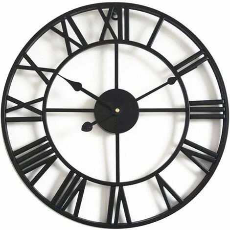 Horloge Murale Silencieuse Vintage 60 Cm Avec Chiffres Romains Sans Tic-tac, En Métal - Décoration D’intérieur Pour Salon, Cuisine, Café, Hôtel Et Bureau 3 Horloge Murale Silencieuse Vintage 60 Cm Avec Chiffres Romains Sans Tic-tac, En Métal - Décoration D’intérieur Pour Salon, Cuisine, Café, Hôtel Et Bureau