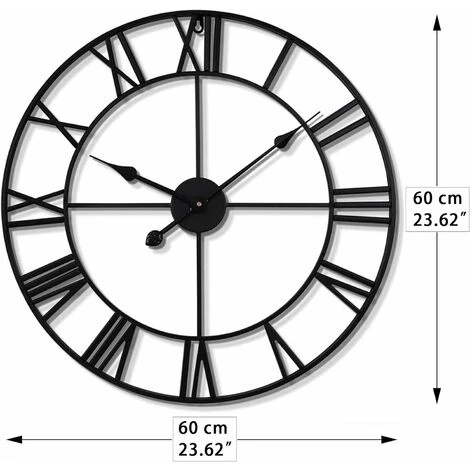 Horloge Murale Silencieuse Vintage 60 Cm Avec Chiffres Romains Sans Tic-tac, En Métal - Décoration D’intérieur Pour Salon, Cuisine, Café, Hôtel Et Bureau 4 Horloge Murale Silencieuse Vintage 60 Cm Avec Chiffres Romains Sans Tic-tac, En Métal - Décoration D’intérieur Pour Salon, Cuisine, Café, Hôtel Et Bureau – Image 2