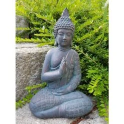 Figure De Bouddha Jardin Statue En Pierre Artificielle Figure 33cm Feng Shui Déco Aspect Bronze