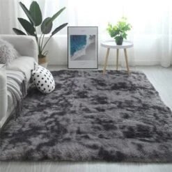 Tapis De Salon Shaggy 160 X 80cm En Peluche Gris Fibre De Polypropylène Souple Tapis Antidérapante