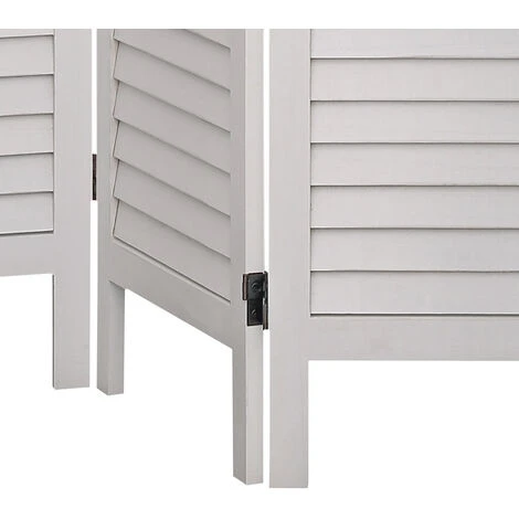 Paravent En Bois De Pin Cérusé En Blanc, Campagne 5 Paravent En Bois De Pin Cérusé En Blanc, Campagne – Image 3