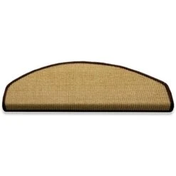 Tapis D'escalier En Sisal Nature Salvador Demi-circulaire De Bordure Bordure: Marron Foncé