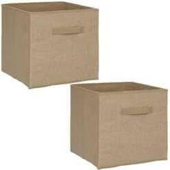 Lot De 2 Boîtes De Rangement Pliable En Jute - 31 X 31 - Marron - Longueur/Largeur/Hauteur 31cm