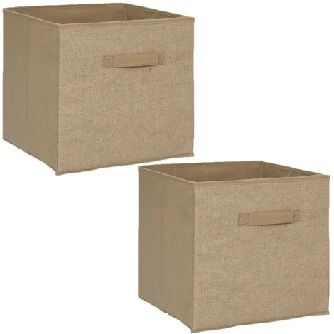 Lot De 2 Boîtes De Rangement Pliable En Jute - 31 X 31 - Marron - Longueur/Largeur/Hauteur 31cm 3 Lot De 2 Boîtes De Rangement Pliable En Jute - 31 X 31 - Marron - Longueur/Largeur/Hauteur 31cm