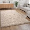Paco Home Tapis Poils Hauts Moelleux Moderne Shaggy Style Flokati Confortable Uni Beige 60x90 Cm