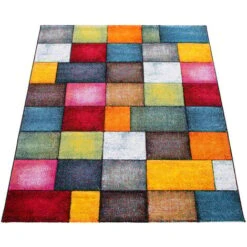 Paco Home Tapis De Salon À Poils Ras Design Carreaux Coloré Carré Multicolore Coloré 60x110 Cm -ATMOSPHERA || VIDAXL || Safavieh Soldes 50623408 5