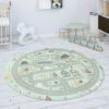 Paco Home Tapis Chambre Enfant Tapis De Jeux Tapis Bébé Route Ours Élan Arbres Vert Gris 80 Cm Rond -ATMOSPHERA || VIDAXL || Safavieh Soldes 50624855 1