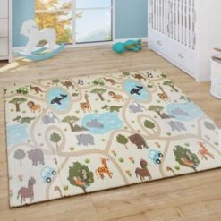 Paco Home Tapis Jeu Chambre Enfant Pliable Motif Animal Mappemonde Réversible Gris Beige 150x200 Cm -ATMOSPHERA || VIDAXL || Safavieh Soldes 50625239 2
