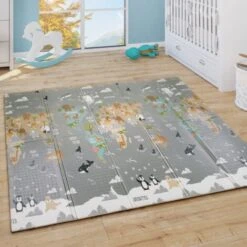 Paco Home Tapis Jeu Chambre Enfant Pliable Motif Animal Mappemonde Réversible Gris Beige 150x200 Cm -ATMOSPHERA || VIDAXL || Safavieh Soldes 50625239 3