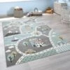 Paco Home Tapis Pour Enfants, Tapis De Jeu Pour Chambre Enfant, Avec Motif Rues Vert Gris 80x150 Cm -ATMOSPHERA || VIDAXL || Safavieh Soldes 50626255 1