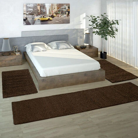 Paco Home Tapis De Contour De Lit De Couloir Shaggy Poils Longs Brun Marron 3 Pcs 2x 60x100 / 1x 70x250 Cm 3 Paco Home Tapis De Contour De Lit De Couloir Shaggy Poils Longs Brun Marron 3 Pcs 2x 60x100 / 1x 70x250 Cm