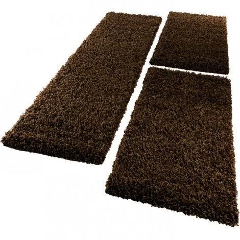 Paco Home Tapis De Contour De Lit De Couloir Shaggy Poils Longs Brun Marron 3 Pcs 2x 60x100 / 1x 70x250 Cm 5 Paco Home Tapis De Contour De Lit De Couloir Shaggy Poils Longs Brun Marron 3 Pcs 2x 60x100 / 1x 70x250 Cm – Image 3
