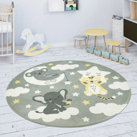 Paco Home Tapis Chambre Enfant Tapis De Jeux Tapis Bébé Étoile Nuage Lune Gris Blanc 80 Cm Rond 3 Paco Home Tapis Chambre Enfant Tapis De Jeux Tapis Bébé Étoile Nuage Lune Gris Blanc 80 Cm Rond