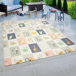 Paco Home Tapis Jeux Tapis Bébé Tapis Pliable Lavable Réversible Alphabet Crème Bleu Jaune Gris 150x200 Cm -ATMOSPHERA || VIDAXL || Safavieh Soldes 50630434 3