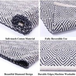 Tapis Couloir Tapis En Coton 60x130cm Tapis Cuisine Tapis R¨¦versible Lavable En Machine Tapis D'int¨¦rieur En Coton Tiss¨¦ ¨¤ La Main Pour Salon, Chambre, Salle De Lavage, Entr¨¦e -ATMOSPHERA || VIDAXL || Safavieh Soldes 51204147 4