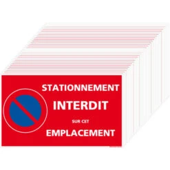 Planche De 32 Autocollants Stationnement Interdit - Papier Autocollant Dissuasif Rectangulaire STATIONNEMENT INTERDIT SUR CET EMPLACEMENT. Stickers Interdit De Stationner -