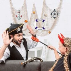 Filet De Pêche Décoratif Beige Filet De Poisson Nautique Filet De Coton Accessoires Pour La Maison Style Méditerranéen Tenture Murale Décor Pour Plage Pirate Sirène Fête Salon Salle De Bain 2x1.5m，Fon -ATMOSPHERA || VIDAXL || Safavieh Soldes 52055543 4