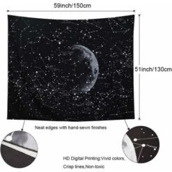 Dremisland Indien Hippie Bohème Mandala Tenture Murale Tapisserie Pour La Nature Décorations Couvre-lit Courverture Pour La Maison Salon Chambre Dortoir Décor (Carte Des Constellations, M / 130x150cm) -ATMOSPHERA || VIDAXL || Safavieh Soldes 52739654 5