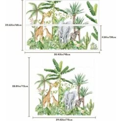 Autocollants Muraux Cartoon Animal De Forêt Tropicale Humide, Amovibles De Plantes Vertes Lion Girafe Éléphant Stickers, DIY Mur Art Décor Décorations Pour La Mur Fenêtres Maison Pour Salon,75x72cm,St 9 Autocollants Muraux Cartoon Animal De Forêt Tropicale Humide, Amovibles De Plantes Vertes Lion Girafe Éléphant Stickers, DIY Mur Art Décor Décorations Pour La Mur Fenêtres Maison Pour Salon,75x72cm,St -ATMOSPHERA || VIDAXL || Safavieh Soldes 52973221 3