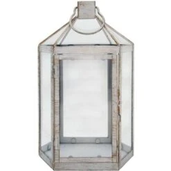Rebecca Mobili Grande Lanterne Bougeoir Shabby En Métal Et PVC Blanc Pour L'intérieur Et L'extérieur