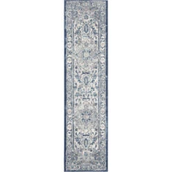Tapis D'intérieur Traditionnel Tissé à La Puissance, Collection Brentwood, BNT851, En Gris Clair & Bleu, 61 X 244 Cm Par SAFAVIEH