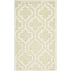 Tapis D'intérieur Treillis Tufté à La Main, Collection Cambridge, CAM132, En Vert Clair & Ivoire, 91 X 152 Cm Par SAFAVIEH