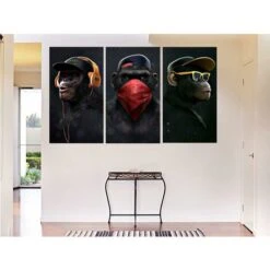 Toile Murale à Motif De Singes De La Sagesse - Impression Sur Toile Pour Salon, Décoration D'intérieur Moderne , 30 X 50 Cm ,3 Pièces,Guazhuni -ATMOSPHERA || VIDAXL || Safavieh Soldes 54338210 5