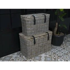 Lot De 2 Malles En Kubu NEFTA - L80 X P45 X H55 Cm Et L70 X P35 X H45 Cm - Gris Naturel -ATMOSPHERA || VIDAXL || Safavieh Soldes 55885125 2