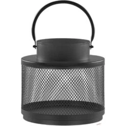Lanterne Industrielle En Acier Noir Porte Bougies Décorative 24 Cm Yamdena