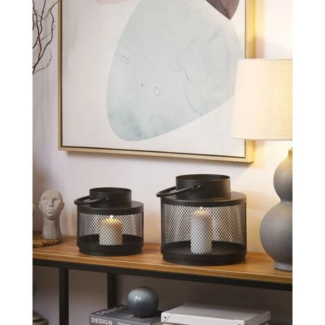 Lanterne Industrielle En Acier Noir Porte Bougies Décorative 24 Cm Yamdena 4 Lanterne Industrielle En Acier Noir Porte Bougies Décorative 24 Cm Yamdena – Image 2