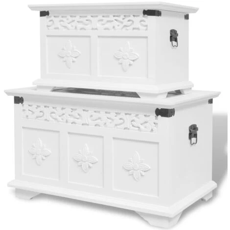 Ensemble De Deux Coffres De Rangement Blanc VidaXL 3 Ensemble De Deux Coffres De Rangement Blanc VidaXL