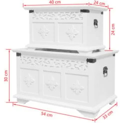Ensemble De Deux Coffres De Rangement Blanc VidaXL 9 Ensemble De Deux Coffres De Rangement Blanc VidaXL -ATMOSPHERA || VIDAXL || Safavieh Soldes 5602689 3