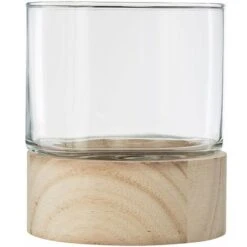 Set De 3 Photophores En Verre Et Support En Bois - SILUMEN -ATMOSPHERA || VIDAXL || Safavieh Soldes 56328226 3