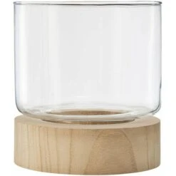 Set De 3 Photophores En Verre Et Support En Bois - SILUMEN -ATMOSPHERA || VIDAXL || Safavieh Soldes 56328226 4