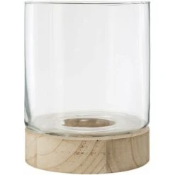 Set De 3 Photophores En Verre Et Support En Bois - SILUMEN -ATMOSPHERA || VIDAXL || Safavieh Soldes 56328226 5