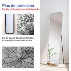 Meykoers Miroir Sur Pied Ou Mural 160 X 40 Cm - Miroir Rectangulaire Vestiaire Miroir Pleine Longueur - Chrome -ATMOSPHERA || VIDAXL || Safavieh Soldes 56494758 2