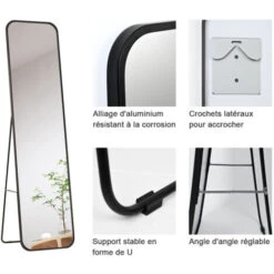 Meykoers Miroir Sur Pied Ou Mural 160 X 40 Cm - Miroir Rectangulaire Vestiaire Miroir Pleine Longueur - Noir -ATMOSPHERA || VIDAXL || Safavieh Soldes 56494760 4