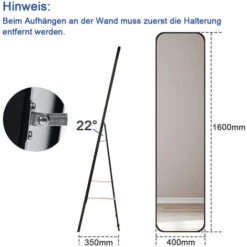 Meykoers Miroir Sur Pied Ou Mural 160 X 40 Cm - Miroir Rectangulaire Vestiaire Miroir Pleine Longueur - Noir -ATMOSPHERA || VIDAXL || Safavieh Soldes 56494760 5