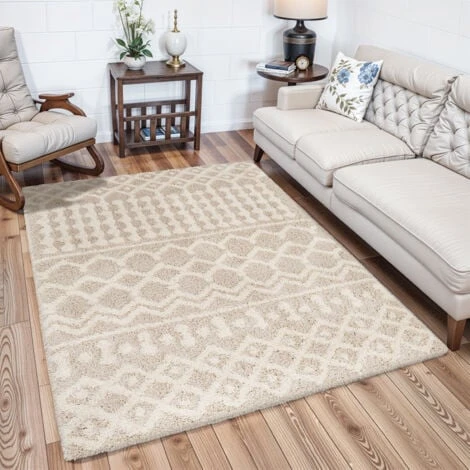 SURYA Tapis De Salon à Poils Longs Et Doux Shaggy Bohème Ivoire Et Beige 160x220 Cm 3 SURYA Tapis De Salon à Poils Longs Et Doux Shaggy Bohème Ivoire Et Beige 160x220 Cm