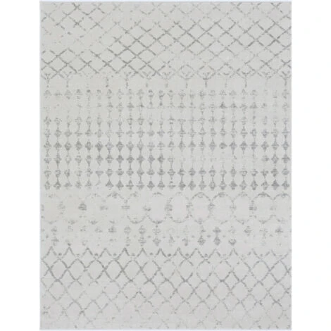 SURYA Tapis De Salon à Poils Courts Et Doux Berbère Ethnique Blanc Et Gris 160x215 Cm 4 SURYA Tapis De Salon à Poils Courts Et Doux Berbère Ethnique Blanc Et Gris 160x215 Cm – Image 2