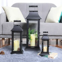 DENUOTOP Carburateur Simple Chinois Rétro Portable Coupe-vent Bougeoir En Fer Forgé Verre Extérieur Jardin Sol Lanterne Bougeoir Décoration 1pcs,Trompette -ATMOSPHERA || VIDAXL || Safavieh Soldes 57590142 4